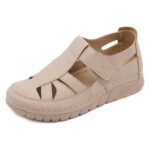 Autumn 2025 new European and American single shoes wedge heel sewing light Velcro hollow mother shoes - Image 3