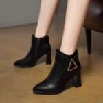 Korean high heels boots thick heels - Image 3