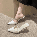 Fairy gentle French style stiletto pointed heel half shoes LA714 - Image 3
