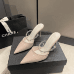 Fairy gentle French style stiletto pointed heel half shoes LA714 - Image 2