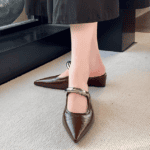2025 new style elegant skirt-matching French mule with inner height-enhancing closed-toe half-Shoes for women - Image 3
