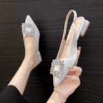 French niche design rhinestone closed-toe sandals for women 2025