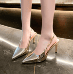 Pointed rhinestone high heels for women 2025 new summer design niche fairy style baotou chain shoes LA727