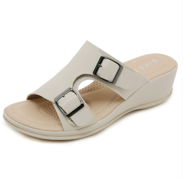 Screenshot 2025-06-24 182311 New Light Slippers Casual Simple Slope Heel Metal Buckle Large Size Women's Sandals - Image 1