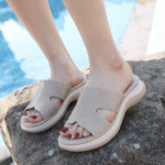 New 2025 Spring and Summer Amazon Casual Rhinestone Sandals Women's Non-slip Beach Wedge Slippers - Image 4