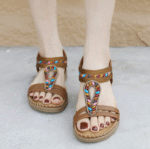 New 2025 Bohemian rhinestone sandals casual comfortable latex massage thick sole large size flat shoes - Image 6