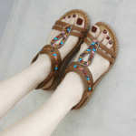 New 2025 Bohemian rhinestone sandals casual comfortable latex massage thick sole large size flat shoes - Image 5