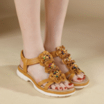 New 2025 ethnic style Bohemian retro beaded elastic band versatile wedge sandals for women