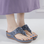 New 2025 summer women's shoes stitching simple wedge heel ethnic flower large size slippers for women