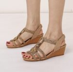 Ximia women’s wedge retro woven beaded Roman shoes