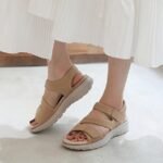 Summer 2025 new genuine leather sandals for women sports style wedge heel lightweight Velcro large size slippers for women one piece drop shipping