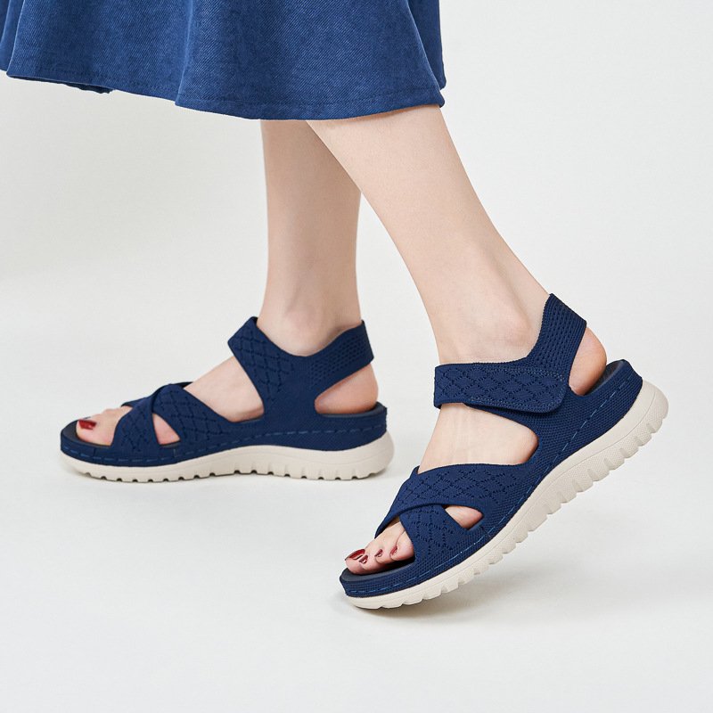 O1CN01Nmgn2F2DMZ6zzKoeR_!!3707858595-0-cib Amazon European and American sports casual sandals new 2025 Velcro hollow thick bottom women's sandals - Image 1