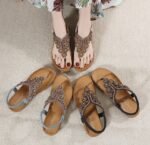 Summer New Bohemian Style Flip-Flops Beaded Rhinestone Buckle Elastic Heel Elastic Band Women's Shoes - Image 6