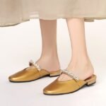 French rhinestone half-slippers for women