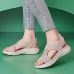 New lightweight sandals casual sports comfortable thick bottom rhinestone stitching large size women's shoes - Image 5