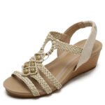 Ximia women’s wedge retro woven beaded Roman shoes - Image 6