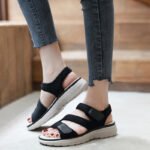 Summer 2025 new genuine leather sandals for women sports style wedge heel lightweight Velcro large size slippers for women one piece drop shipping - Image 3