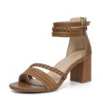 Foreign trade sandals women’s casual thick heel shoes 2025 new style one-strap fairy temperament high heel Roman shoes - Image 6