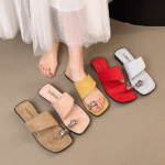 New French retro metal toe low heel sandals - Image 8