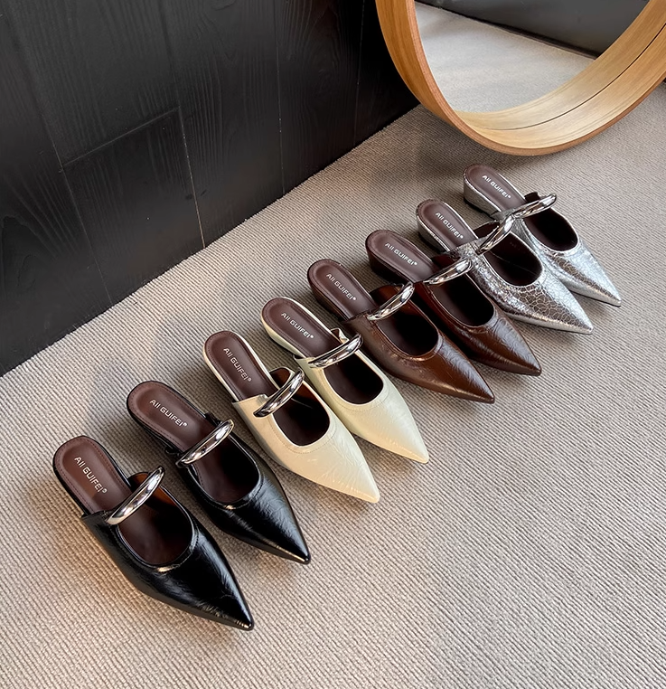 Screenshot 2025-09-27 165247 2025 new style elegant skirt-matching French mule with inner height-enhancing closed-toe half-Shoes for women - Image 1