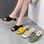 Women’s square head thick heel for outdoor wear 2025
