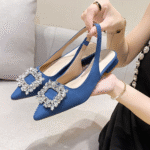 French niche design rhinestone closed-toe sandals for women 2025