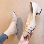 2025 Spring and Autumn new thick heel pointed toe shoes - Image 3
