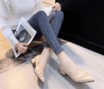 2025 Spring and Autumn new thick heel pointed toe shoes