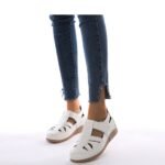 Autumn 2025 new European and American single shoes wedge heel sewing light Velcro hollow mother shoes