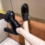 2025 Summer/Autumn New Women’s Fashionable Versatile Waterproof Platform Chunky High Heels for Petite Figures with Lace-up Round - Image 4