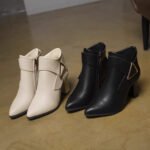 Korean high heels boots thick heels