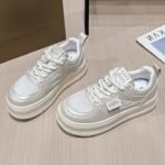 2025 New Style Petite Women’s Height-Increasing White Sneakers, Summer Style, Mesh Breathable Thin Thick-Soled Sneakers - Image 2