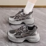 Daddy shoes for women 2025 autumn new mesh breathable retro versatile thick bottom heightened comfortable casual sports shoes