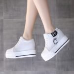 Thick-soled, 11cm high heel women’s shoes, new spring and autumn sports shoes, Korean style student shoes, canvas wedge heel. - Image 7