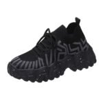 Women’s chunky knit sneakers, trendy 2025 spring/summer style, thick-soled platform sock shoes, versatile casual sports shoes. - Image 8