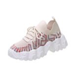 Women’s chunky knit sneakers, trendy 2025 spring/summer style, thick-soled platform sock shoes, versatile casual sports shoes. - Image 7