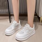 2025 New Style Petite Women’s Height-Increasing White Sneakers, Summer Style, Mesh Breathable Thin Thick-Soled Sneakers