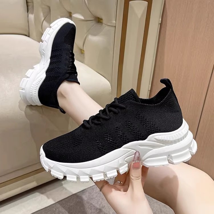 O1CN01UgaPYc1OVEJtu12Vy_!!858111710.jpg_ Women’s Flyknit Sneakers, Spring/Summer 2025 New Style, Hollow Mesh Fabric, Breathable, Lightweight, Thick Sole - Image 1