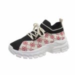 European and American style platform flyknit shoes for women, 2025 new color-blocked soft sole, elastic and breathable casual sports lace-up shoes - Image 9