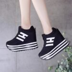 Women’s chunky sneakers, trendy platform sneakers for spring and autumn, 2025, super popular canvas shoes, versatile and with hidden heel lift. - Image 2