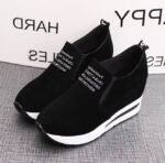 Brand limited sizes Korean style platform wedge heel thick sole hidden height increase women’s single shoes comfortable loafers trendy mid-heel
