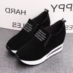 Brand limited sizes Korean style platform wedge heel thick sole hidden height increase women’s single shoes comfortable loafers trendy mid-heel