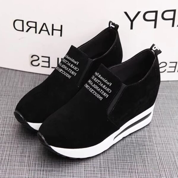 Brand limited sizes Korean style platform wedge heel thick sole hidden height increase women’s single shoes comfortable loafers trendy mid-heel