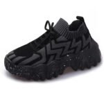 2025 Summer New Breathable Flyknit Thick-Soled Dad Shoes Lightweight Fashionable Versatile Plus Size Export Women’s Shoes White Sneakers - Image 4