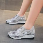 Plus-size wedge heel women’s shoes, 2025 Spring/Summer new style, color blocking, sequins, slip-on, sporty and casual women’s shoes - Image 3