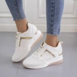 Women’s shoes, super popular running shoes on Instagram, 2025 new style, breathable wedge heel, plus size casual sports shoes for cross-border