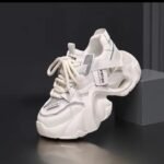 Korean style 2025 spring and autumn new dad shoes, fashionable, simple, versatile, platform, thick sole, see-through mesh, casual sports shoes.