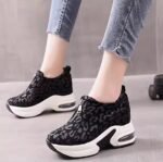 Women’s platform shoes with hidden wedge heels, new autumn 2025 style, leopard print, thick sole, chunky sneakers, sporty, casual, versatile, 8CM. - Image 5