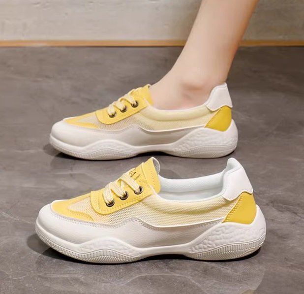 O1CN01jn5FSb1V3TdjszbTp_!!2620692597 2025 New Style White Sneakers, Summer Breathable Mesh Shoes, Thick Sole, Casual Lightweight Sports Running Shoes, Versatile Single Shoes - Image 1