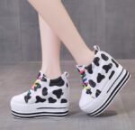 Thick-soled, 11cm high heel women’s shoes, new spring and autumn sports shoes, Korean style student shoes, canvas wedge heel. - Image 4
